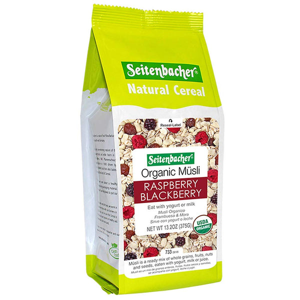Seitenbacher Muesli Organic Oat, Barley, Raspberry and Blackberry Muesli, Wheat Free, 3 Pack