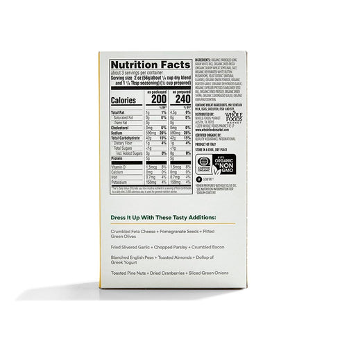 365 6 (Pack 4) by Whole Foods Market, Organic Mushroom and Herb Rice Pilaf, Ounce