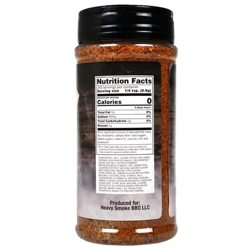 Heavy Smoke Black Label Seasoning 11 oz - Championship BBQ Rub for Brisket Steak and Burgers; Smoking and Grilling Spice