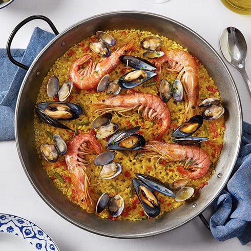 750g (26.46oz). Carmencita. Seafood Paella. Dehydrated Broth with Saffron. Hotel size.