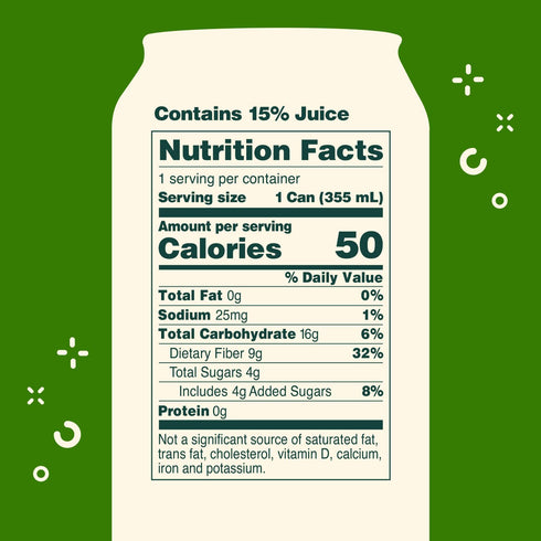 12 oz OLIPOP Prebiotic Soda Pop, Lemon Lime, Prebiotics, Botanicals, Plant Fiber, fl