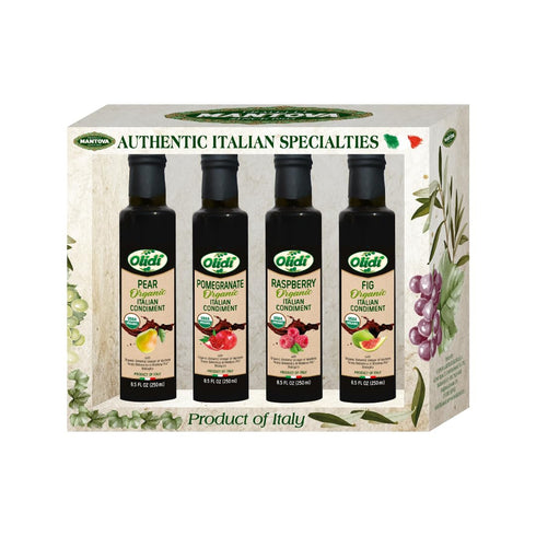Olidi Organic Balsamic Vinegar Of Modena Variety Set - Fig/Pear/Raspberry/Pomegranate, (Pack of 4)