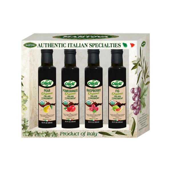 Olidi Organic Balsamic Vinegar Of Modena Variety Set - Fig/Pear/Raspberry/Pomegranate, (Pack of 4)