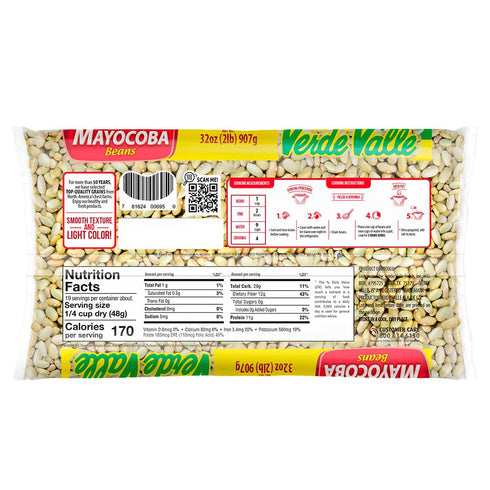 2lb (4 Pack), 8 Verde Valle Dried Mayocoba Beans Bulk Dry Peruvian Beans in Bag, Creamy, Buttery Texture, Frijoles