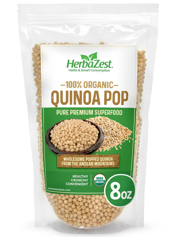 HerbaZest Quinoa Pop Organic Wholesome & Convenient Vegan, Gluten Free & USDA