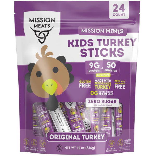 Mission Meats Kids Turkey Sticks, 100% Free Range, Healthy Snacks for Kids,