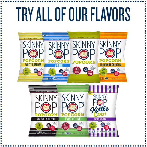 12ct, 1oz SkinnyPop Butter Popcorn , Individual Snack Size Bags, Skinny Pop, Healthy Popcorn Snacks, Gluten Free