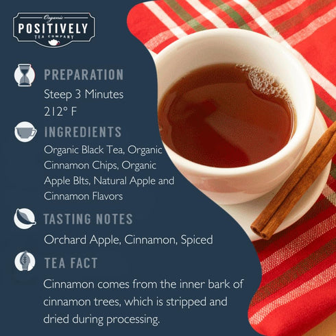 16 Organic Positively Tea Company, Cinnamon Apple Spice Black Tea, Loose Leaf, Ounce