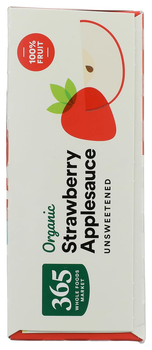 365 3.2 (Pack 4) by Whole Foods Market, Organic Strawberry Applesauce Pouches, Unsweetened, Ounce