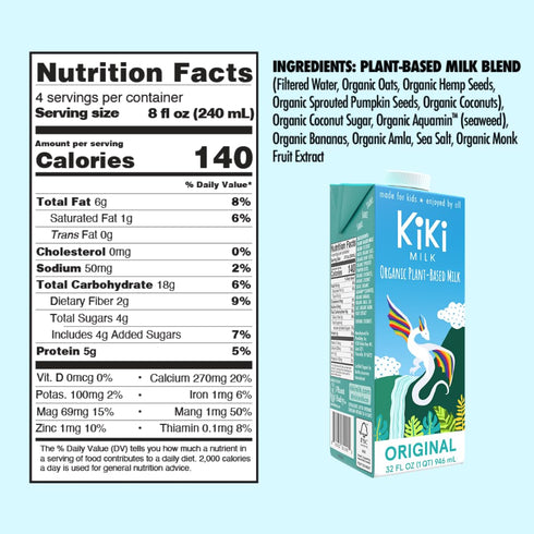 (32 Oz Kiki Milk Plant Based Milk - The Sample Kit Fl of Each) - Chocolate Milk + Unsweetened + Organic Original