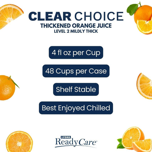 2 4 oz (48 pack) Lyons ReadyCare Thickened Orange Juice for Dysphagia & Swallowing Difficulty - Nectar Consistency