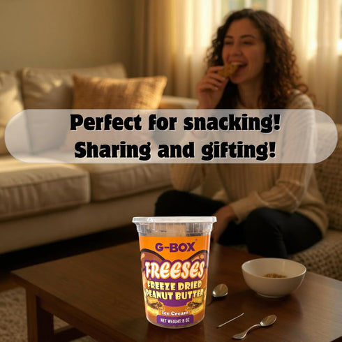 G-BOX Freeses - Freeze Dried Peanut Butter & Chocolate Ice Cream Bites, Enhanced Flavor, Crunchy, Airy, Sweet - Perfect