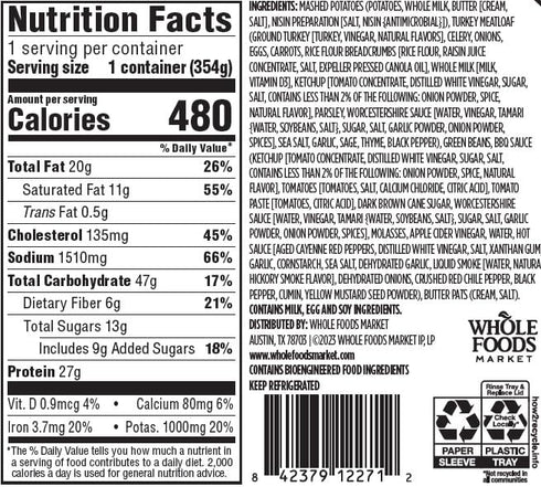 WHOLE FOODS MARKET KITCHENS 13.5 Whole Foods Market, Turkey Meatloaf, Ounce