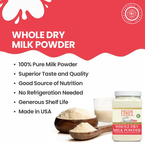 1.25 lbs (20oz) Pride Of India - Whole Dry Milk Powder - Protein & Calcium Rich - Jar