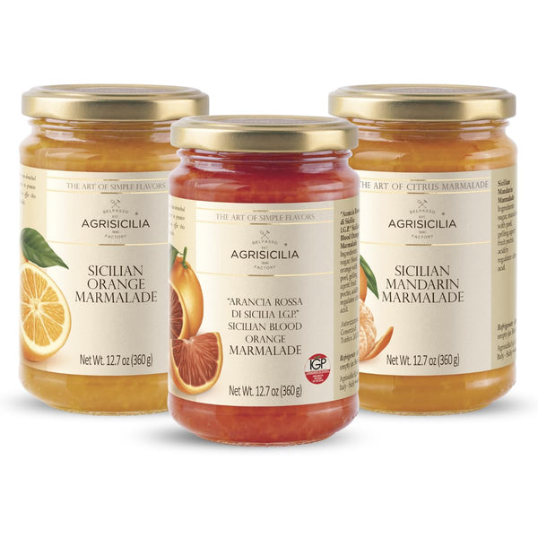 Agrisicilia Marmalade Vareity Pack, Mandarin, Sicilian and Blood Orange Authentic Italian Citrus