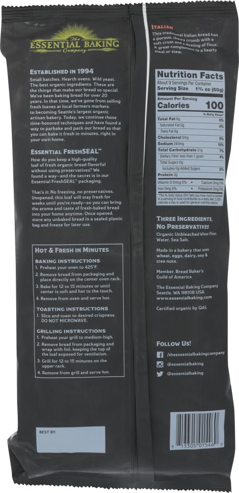 Essential Baking Company Organic Italian Take & Bake Bread