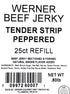 Pack 25 Werner Tender Strips Peppered Beef Jerky - of Jerky Strips - Made in the USA