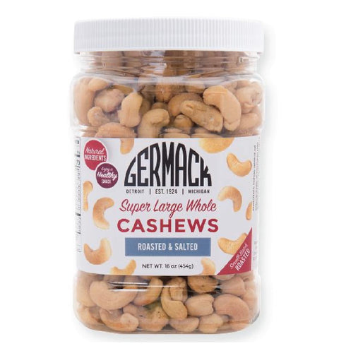 Germack - Super Large Whole Cashew Nuts - Roasted and Salted (16oz