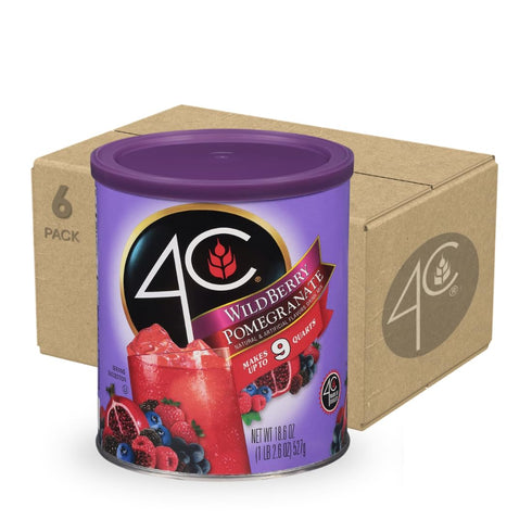 4C Powdered Drink Mix Canister, Wildberry Pomegranate 6 Pack, 9 Quarts, Family