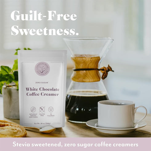 5 10 oz SPARROWS Healthy Sugar-Free Coffee Creamer Powder (White Chocolate) - Stevia-Sweetened, Zero Sugar