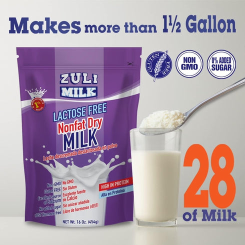 16oz (1 Pack) Nonfat Dry Milk Powder for Baking & Coffee - Fat Free & Lactose Free Powder for Adults, Non-GMO, rBST