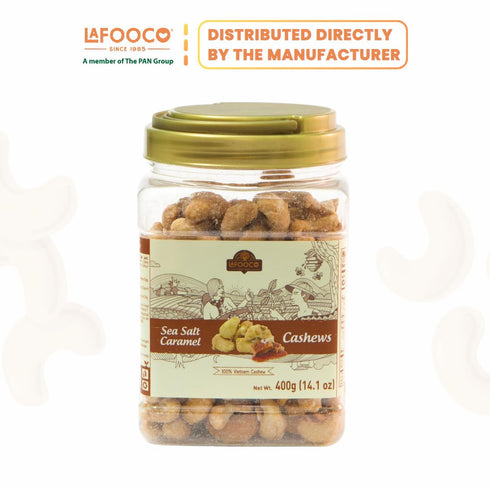 (14.1 oz) LAFOOCO Sea Salt Caramel Cashews, Vietnam Cashews, Lightly Salted, Sweet Tasty Snack, Rich in Nutrients