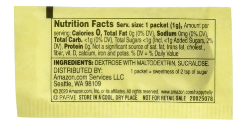 Packet, 1000 count 2.2 (Pack 1) Amazon Brand - Happy Belly Zero Calorie Yellow Sucralose Sweetener Powder (Previously