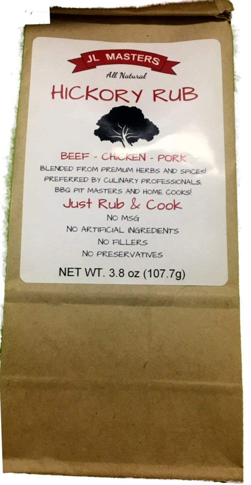 JL Masters 3 3.8oz packages All Natural Meat Rub -HICKORY - (three)