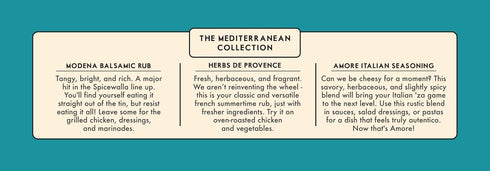 Spicewalla Mediterranean Seasoning 3 Pack | Modena Balsamic Rub, Herbs de Provence, Amore Italian Seasoning Gift Set