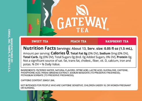 Pack, 36 (2 2 2 Cirkul Gateway Tea Caffeine Flavor Water Variety Makes Drinks, No Sugar, Zero Calorie Drink Mix, Sweet
