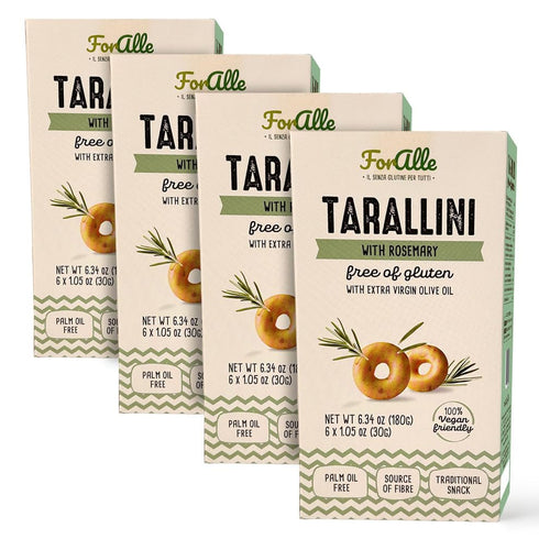 For Alle Gluten Free Tarallini with Rosemary and Extra Virgin Olive Oil, 6x1.05 oz
