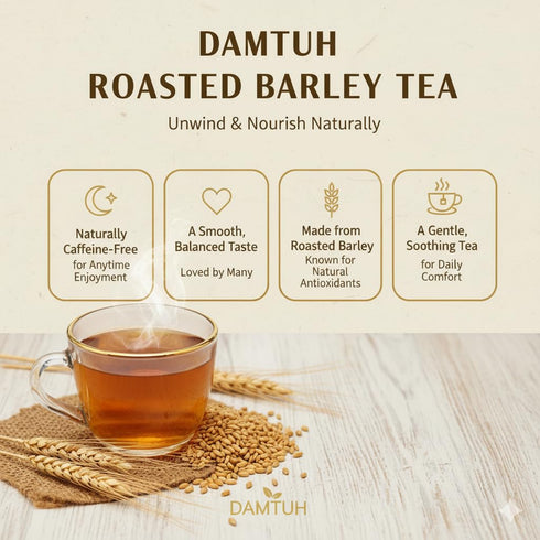 1.5g 50 Damtuh Korean Barley Tea Roasted Boricha Mugicha, Nutty Herbal Tea, Caffeine-Free, x Tea Bags
