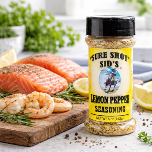 5 oz Sure Shot Sids Lemon Pepper Seasoning All-Purpose BBQ & Grill Rub for Chicken, Seafood, Steak, Vegetables