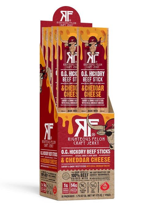Generic Righteous Felon Craft Jerky O.G. Hickory Beef Sticks & Cheddar Cheese Combo,