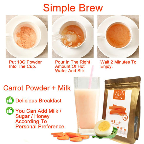 Plant Gift 100% 100G/3.25oz Pure Carrot Powder Powder Natural Carrot Flour, Great Flavor for Drinks, Smoothie, Yogurt