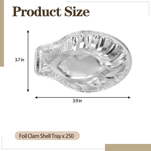 Ntwoiee 250 3.9 3.7 Pcs Aluminum Foil Clam Shells, x Disposable Food Shell Pans Grillable Oyster Shells Baking Dish Pie