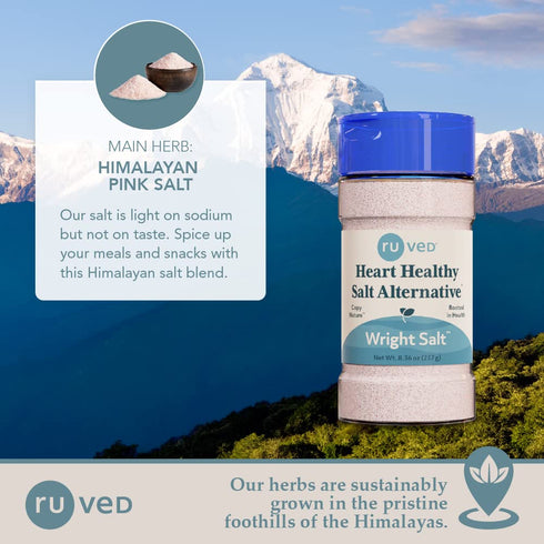 Ruved Wright Salt, 8.4 Ounces, Flavorful Alternative Salt, Healthy Himalayan Pink Electrolyte Rich Multimineral Blend