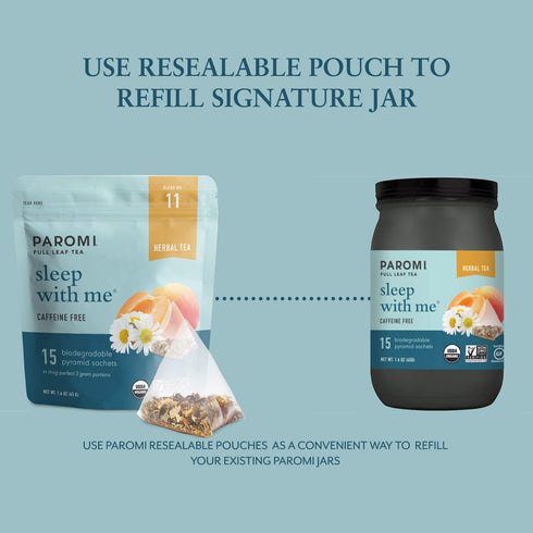 15 Count (Pack 3) Paromi Sleep with Me Organic Herbal Tea, Signature Jar