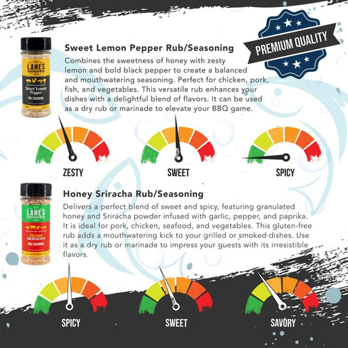 Set, 4 Set Lane's Under Da Sea Gift All-Natural Rubs Gift of Blackened Seasoning, Honey Sriracha Seasoning, Sweet Heat