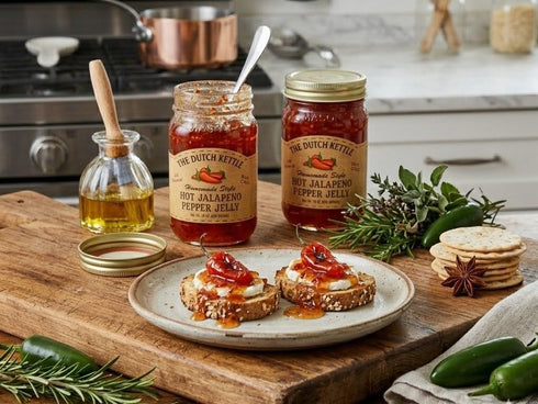 Generic 2 Pack (18 oz The Dutch Kettle Hot Jalapeo Pepper Jelly Jars) Homemade Amish Style Sweet & Spicy Spread Made