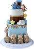 Foofluckii 24-Piece Animal Train Cake Decoration Set with Giraffe, Elephant, Pig, Bear, and