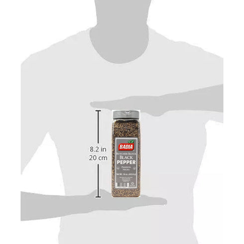 16 oz Badia Black Pepper Butcher Block, Coarse & Bold Pepper for Grilling, Cooking and Seasoning