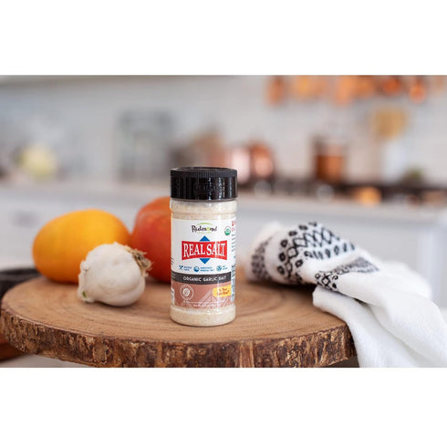 8.25 (Pack 2) Redmond Real Sea Salt - Natural Unrefined Organic Gluten Free, Garlic Salt Ounce