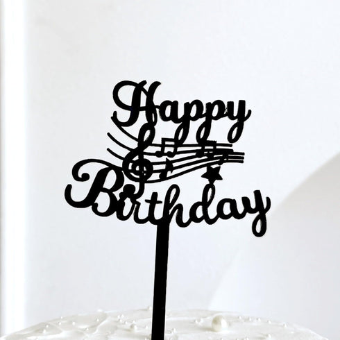 PVIKOSROL Music Cake Toppers, Black Musical Notation Cake Toppers,Musical Theme Birthday Party Supplies