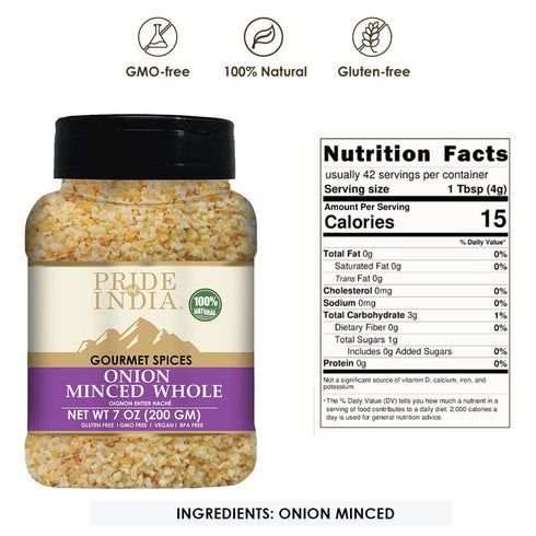 7 oz (200 Pride of India- Minced Onion gm)- Ready to Use Fresh Onion- Time Saving Sweet & Salty Flavoured Ingredient