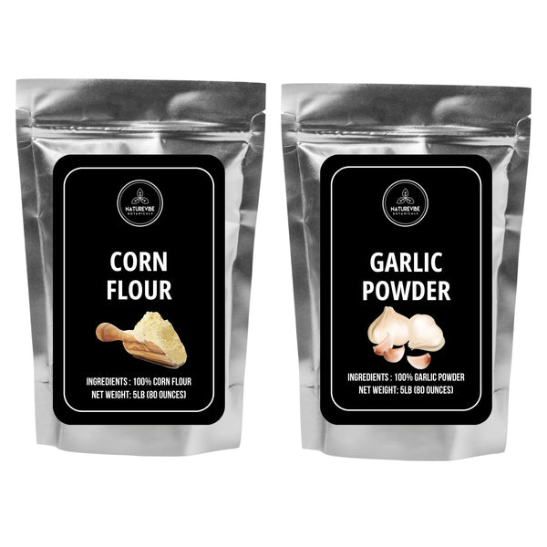 Naturevibe Botanicals Corn Flour 5lb and Garlic Ground Powder 5lbs| Bulk Combo