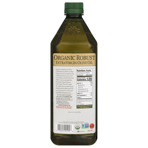 32 oz Pompeian Robust Organic Extra Virgin Olive Oil - fl - First Cold Pressed Olive Oil for Cooking - Full-Bodied