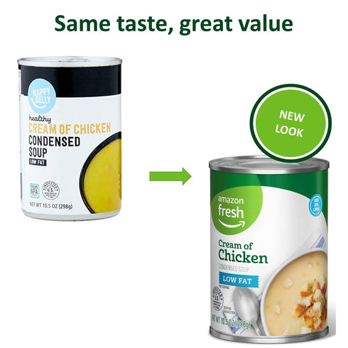 Amazon Fresh 10.5 Oz Packaging (Pack 4) , Condensed Low Fat Cream of Chicken Soup, (Previously Happy Belly, May Vary)
