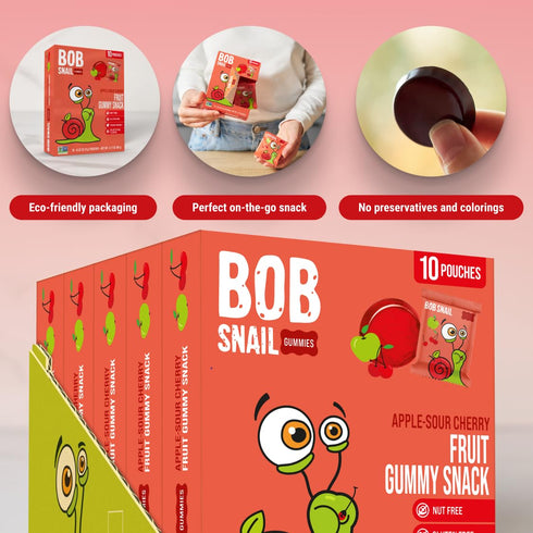 Pack 50 Pack 450 Bob Snail Healthy Snacks Family - Gelatine free & Vegan Friendly Fruit Jelly, Candy box Fruit Snacks