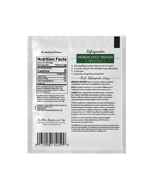 1.85 oz Packet Pack 12) Mrs. Wages Medium Spicy Pickles Refrigerator Pickle Mix | Quick and Easy | Simple-To-Use |